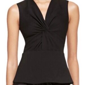Jason Wu Black Ponte Knit Peplum Top - Size 4